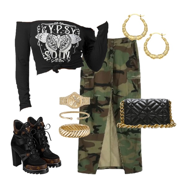 HIGH SLIT CAMO PRINT SKIRT - Picture 8 of 9